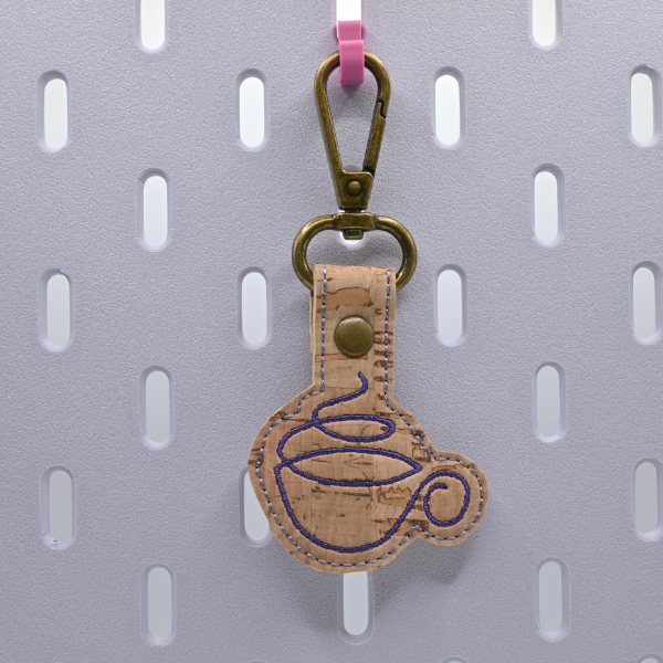 Coffee Line Drawing Key Fob