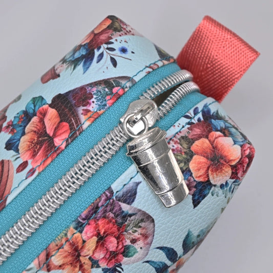 Boxy Zipper Pouch - Floral Coffee