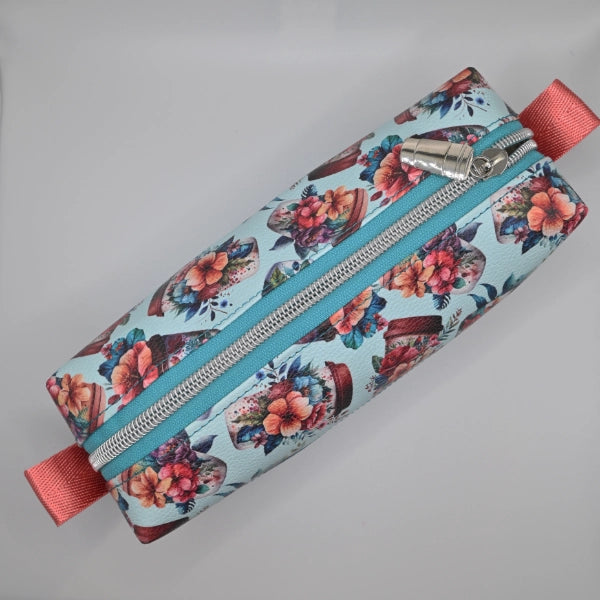 Boxy Zipper Pouch - Floral Coffee