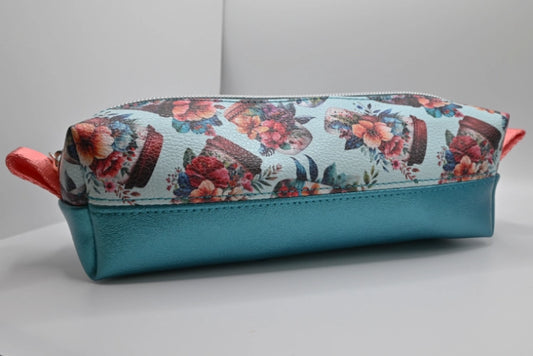 Boxy Zipper Pouch - Floral Coffee