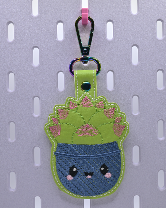 Round Succulent Key Fob