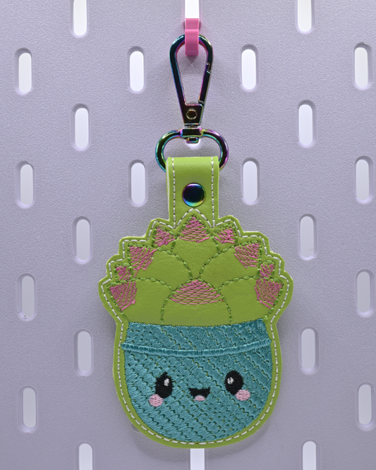 Round Succulent Key Fob