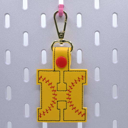 Softball Letter Key Fob